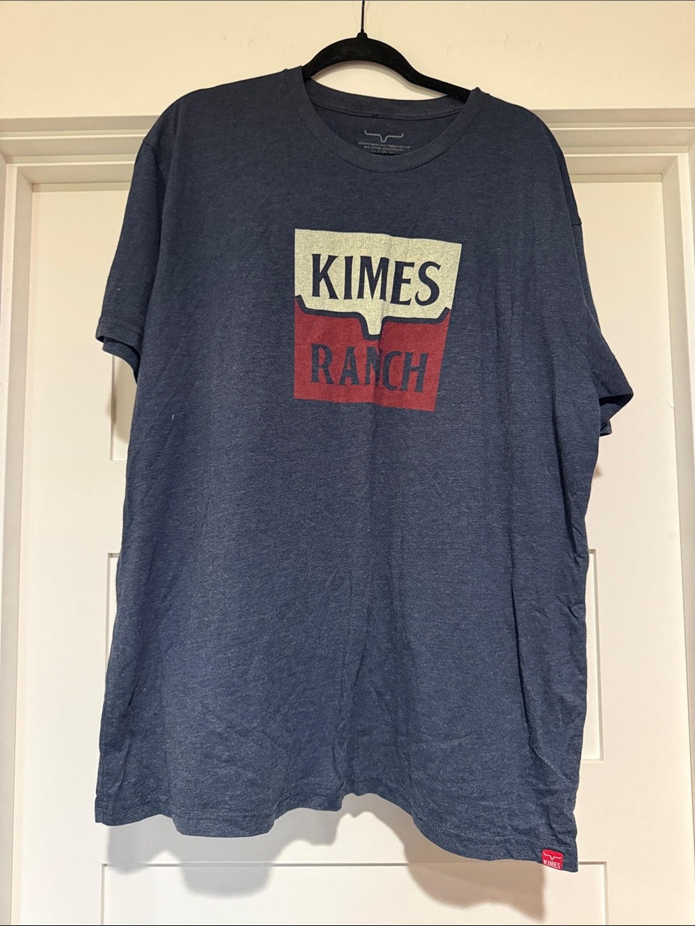 Kimes Ranch Navy Graphic Logo Tee with Cream and Red Print
